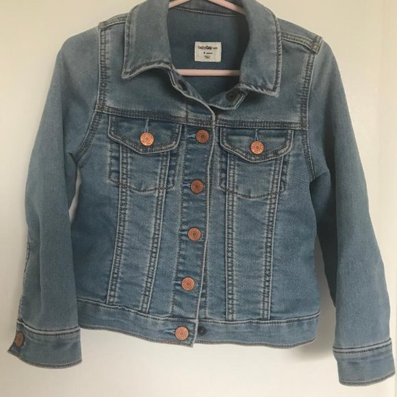 denim jacket with rose gold buttons